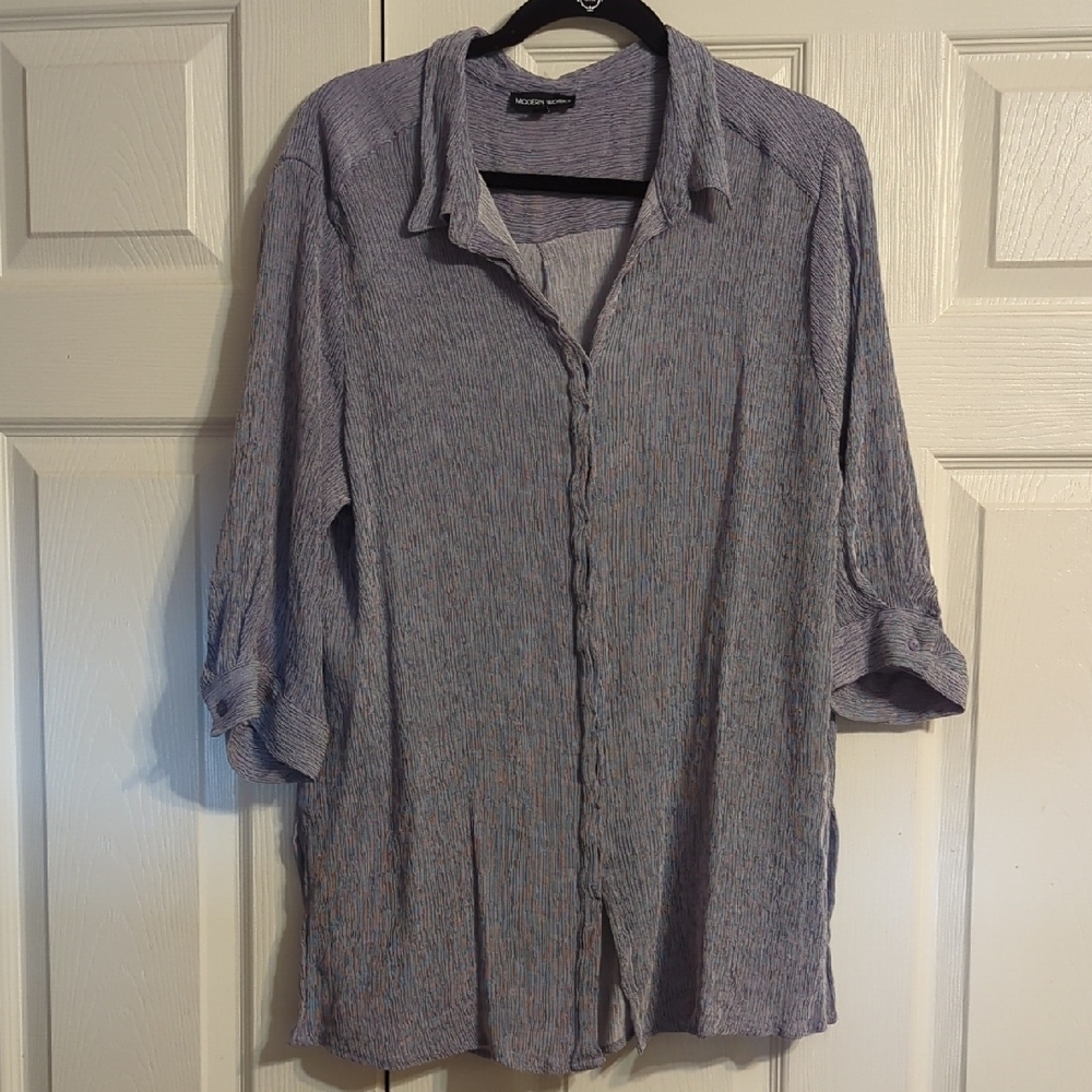 Modern Works Stylish Gray Button Down Shirt NWOT